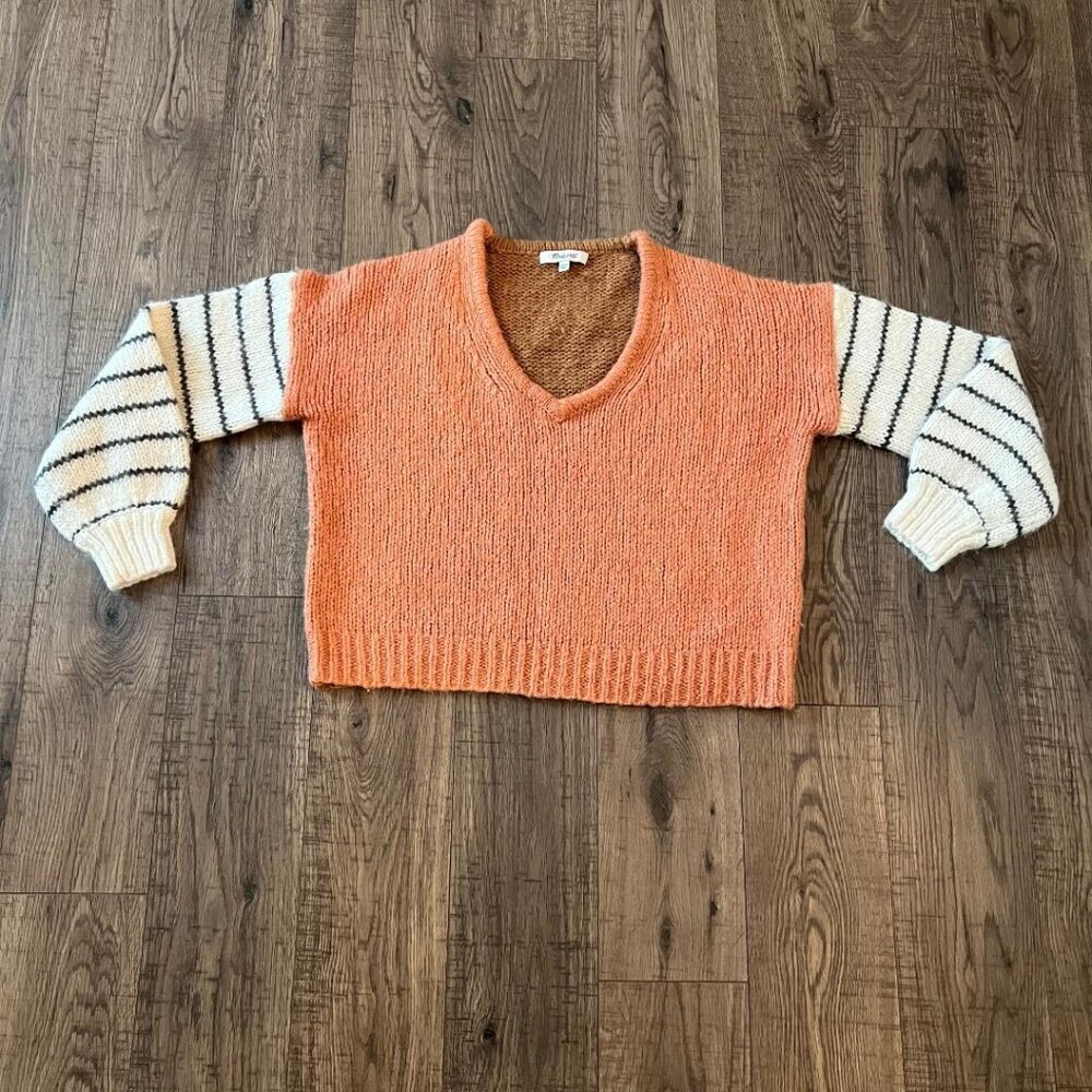 Madewell women’s sweater‎ XXS Wool Alpaca blend cropped color block
